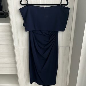 Vince Camuto Navy Popover off shoulder dress